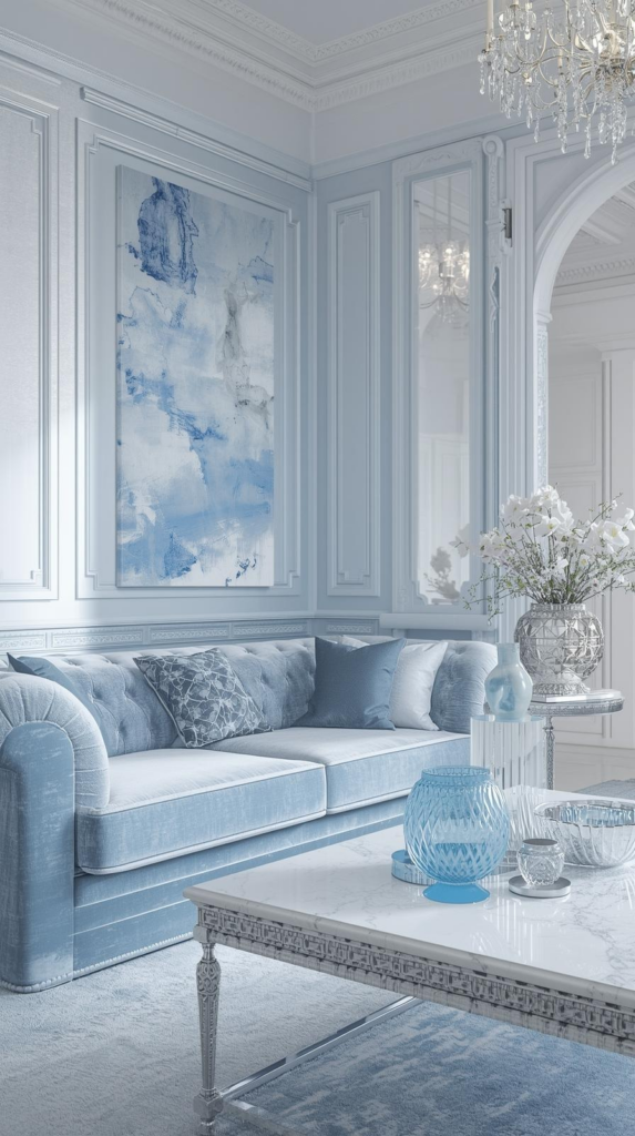 Ice blue glamourous living room