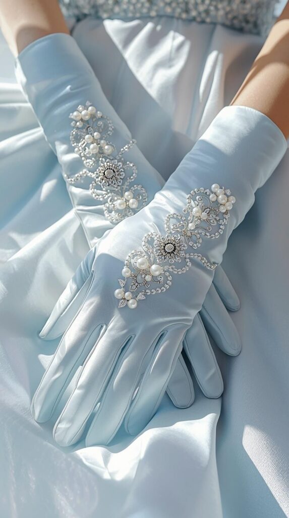 Ice Blue Bridal Gloves