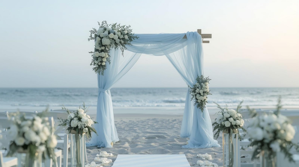 Ice blue wedding arch