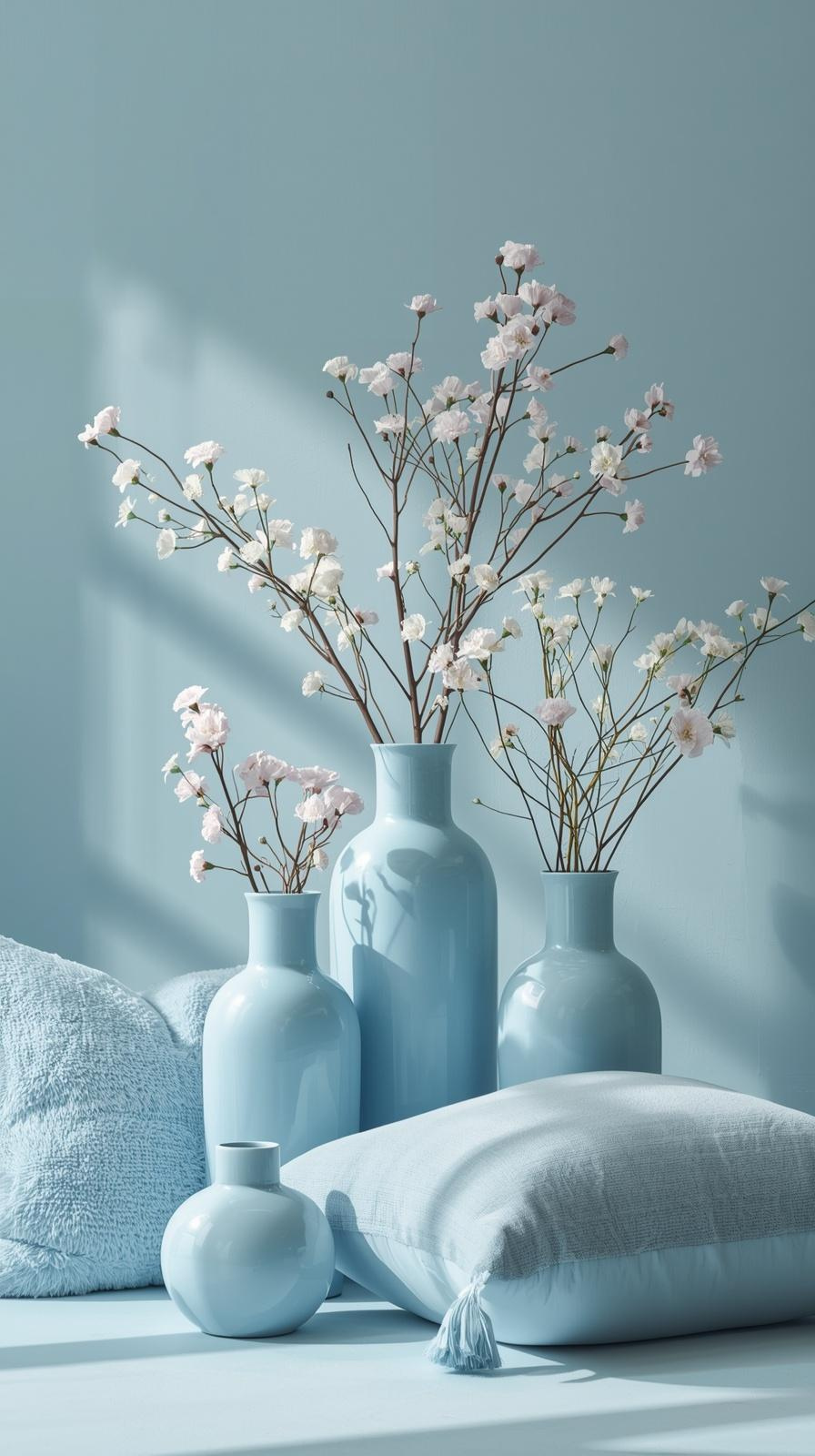 Ice blue vases