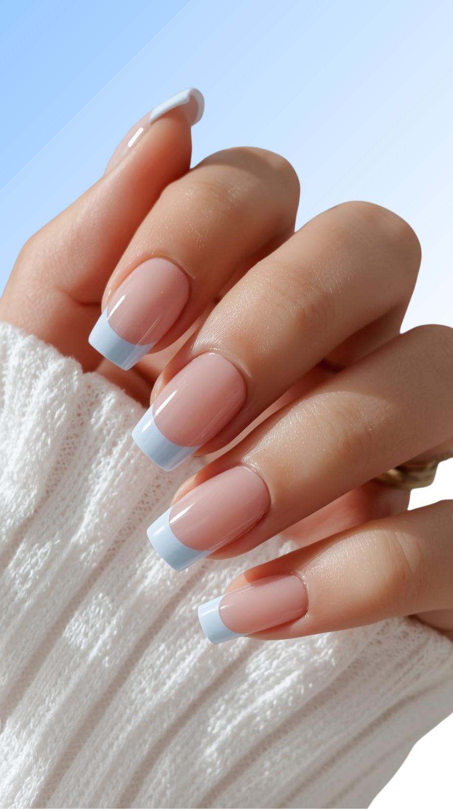 Ice Blue French Nails