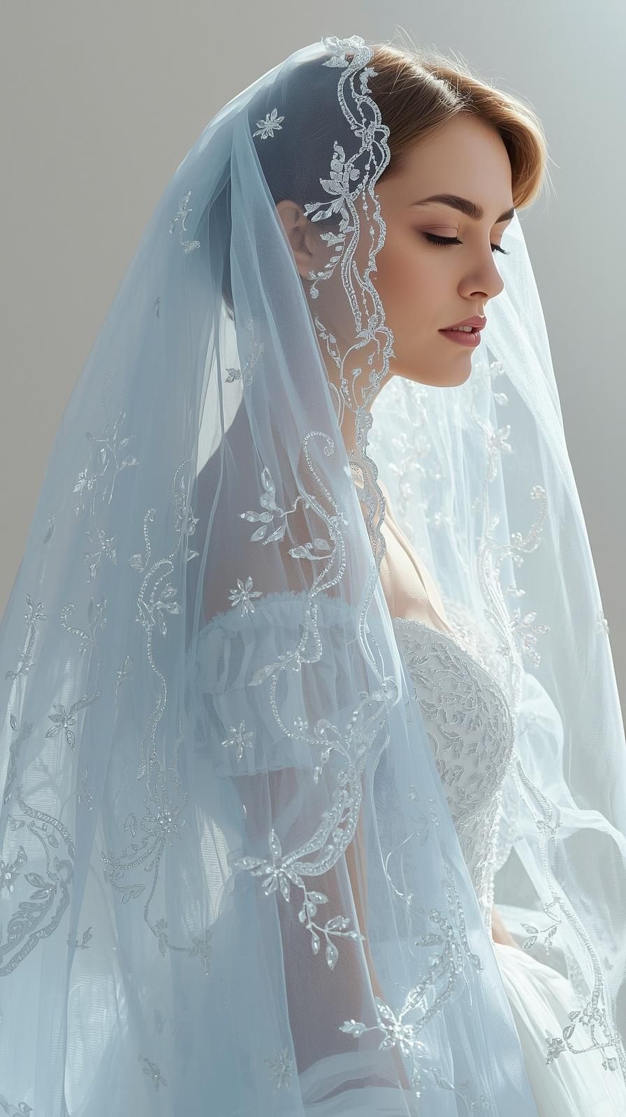 Ice Blue Bridal Veil