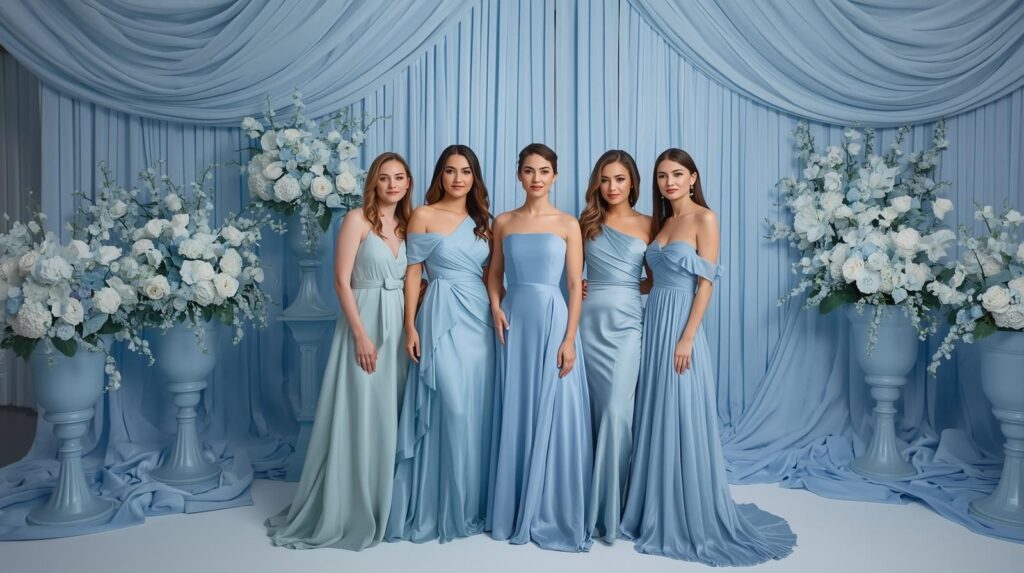 Ice Blue Bridesmaids Dresses