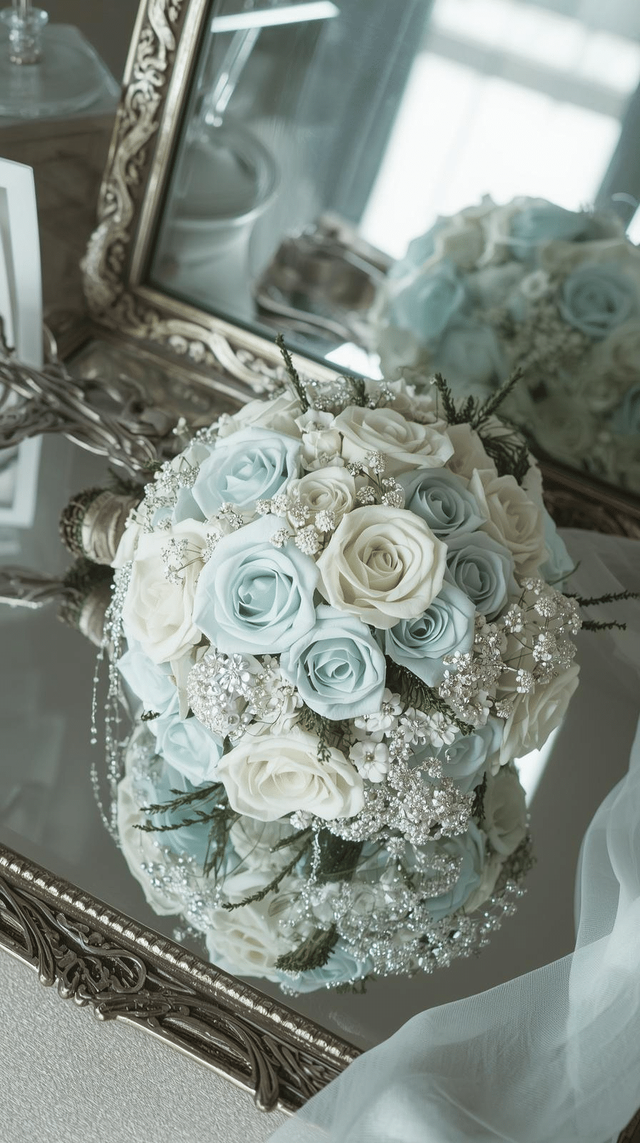 ice blue wedding flowers