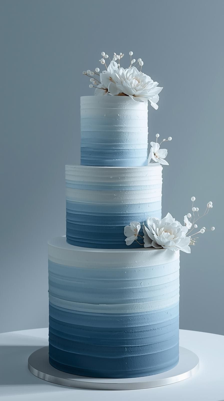 Ice Blue Minimalist Wedding Cake