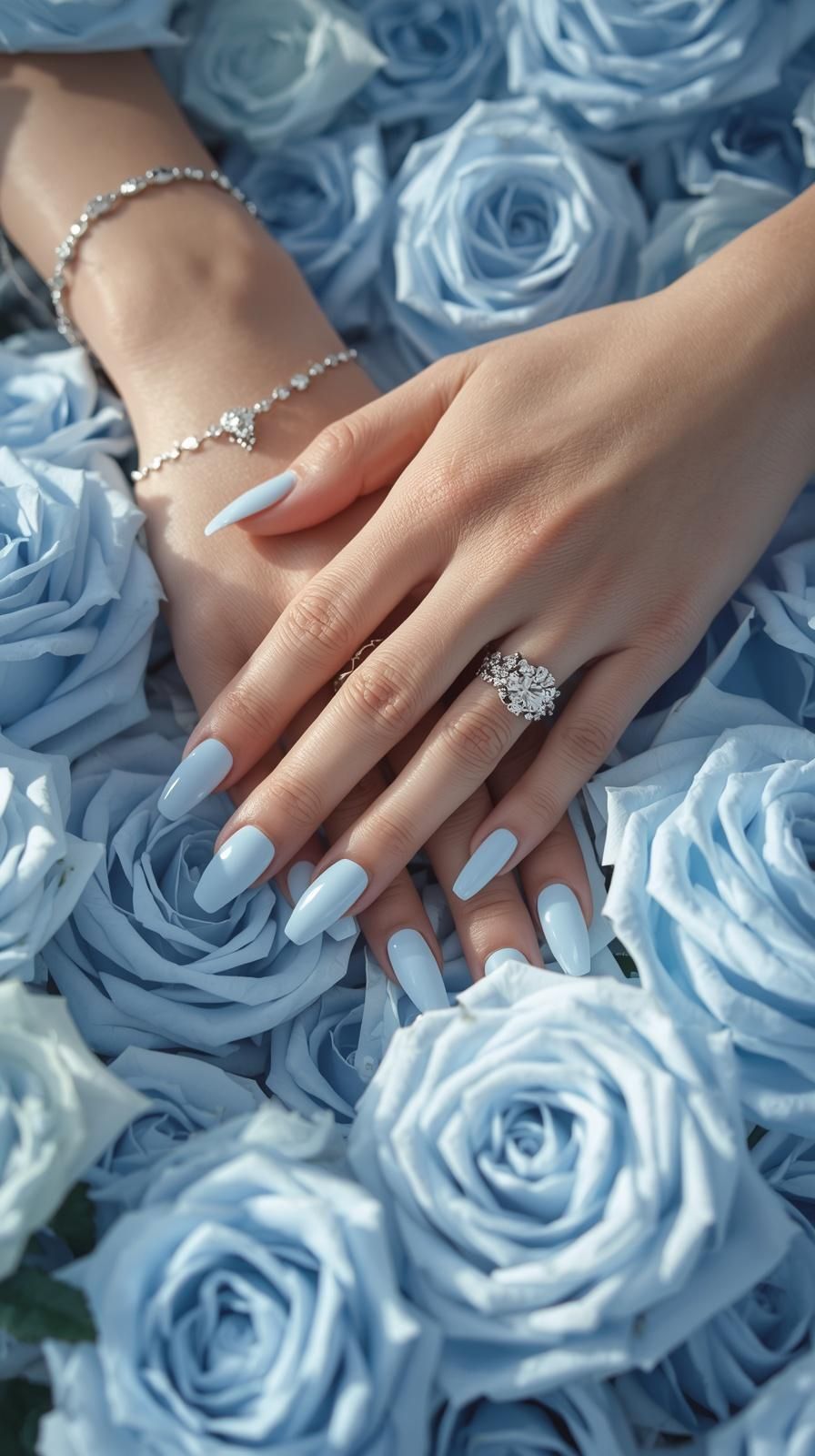 Ice Blue Pastell Nails