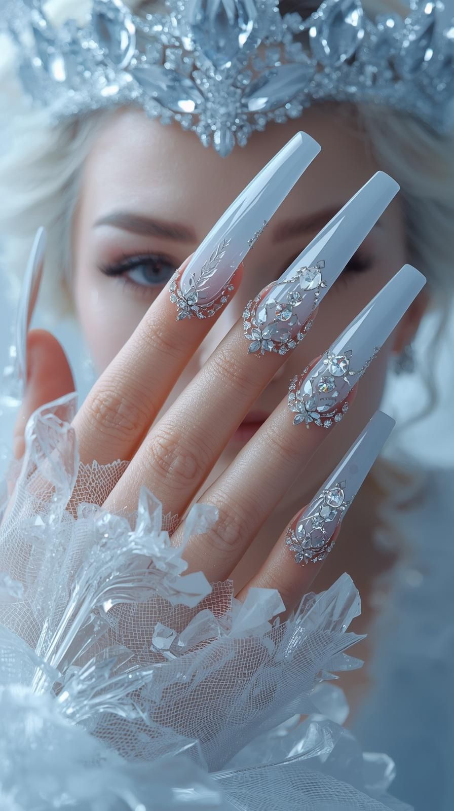 Ice Blue Ice Queen Nails