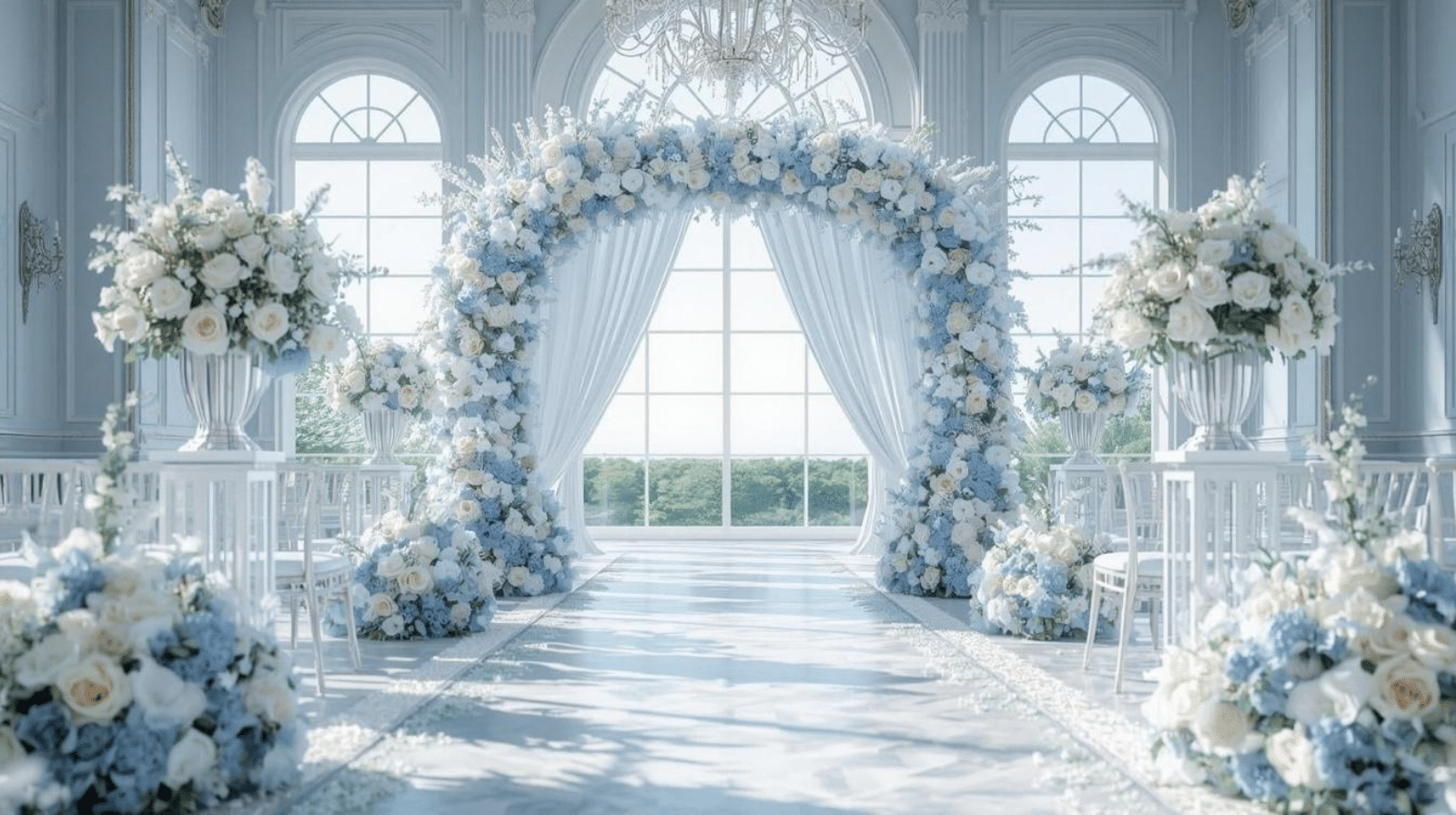 Ice Blue Wedding Arch