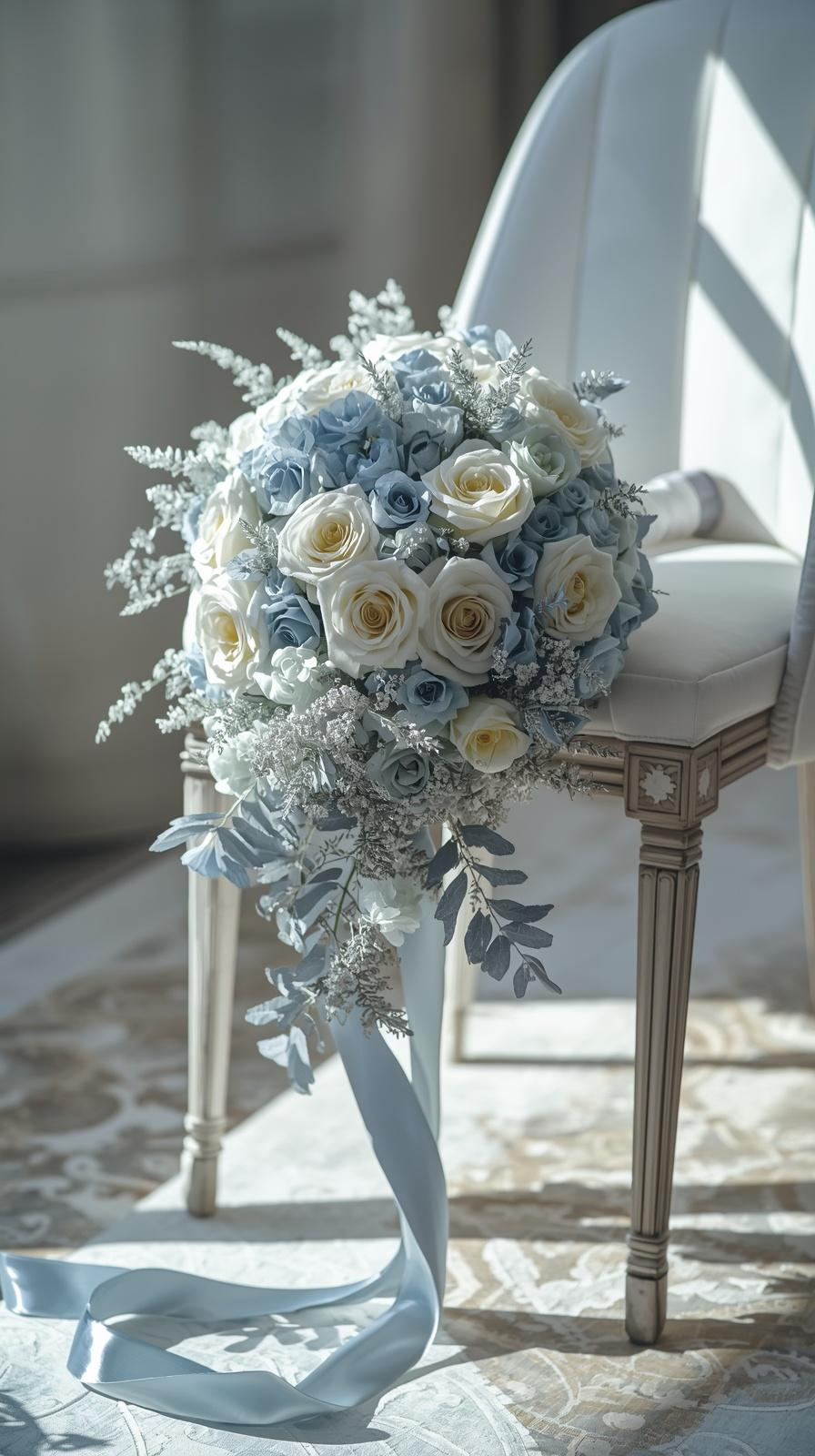 Bridal Bouquet on a wedding chair