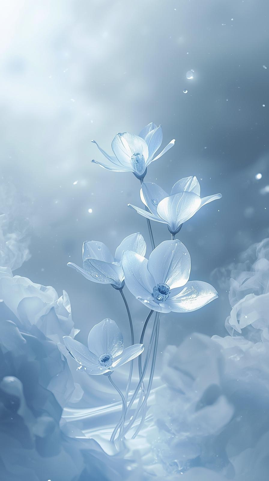 ice blue translucent flowers