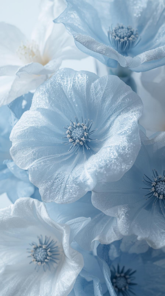 ice blue frostet flowers