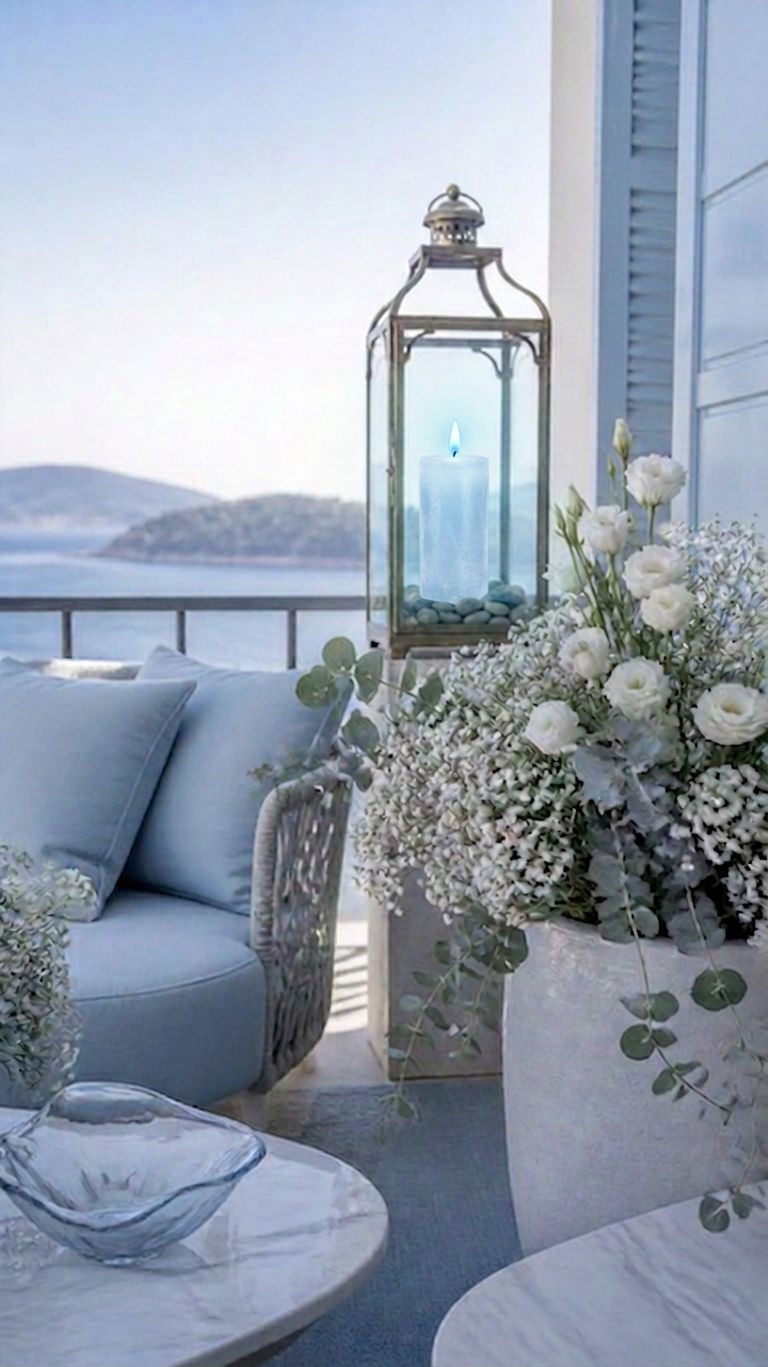 Ice Blue Balcony Flowers