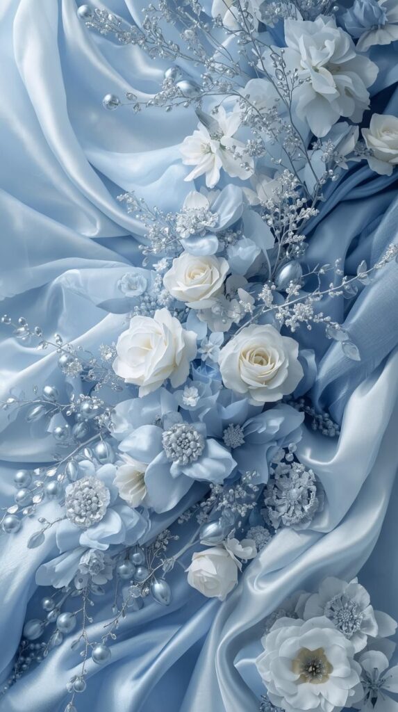Small decorative details for an ice blue wedding centerpice