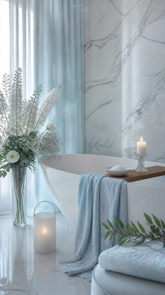 Ice blue candles for an ice blue spa