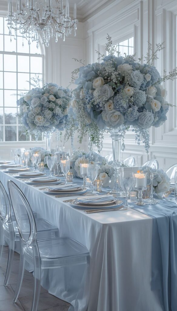 Ice Blue Long Banquet Reception