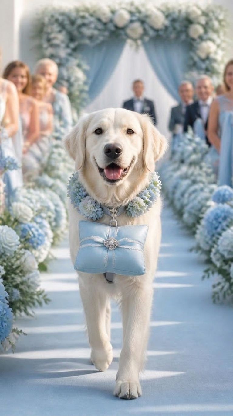 Wedding dog ice blue ring bearer