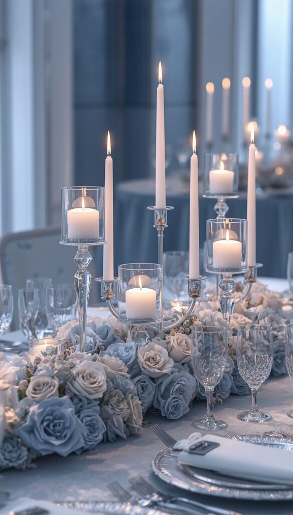 Ice Blue Romantic Wedding Centerpiece