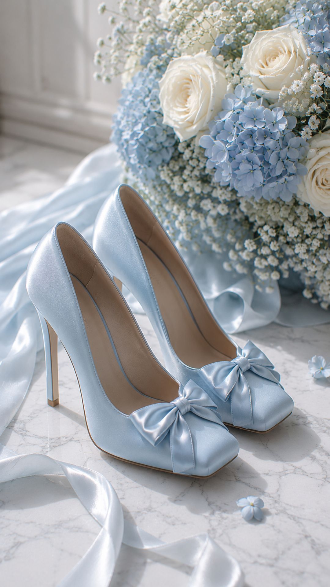 Ice Blue Satin Wedding Shoes