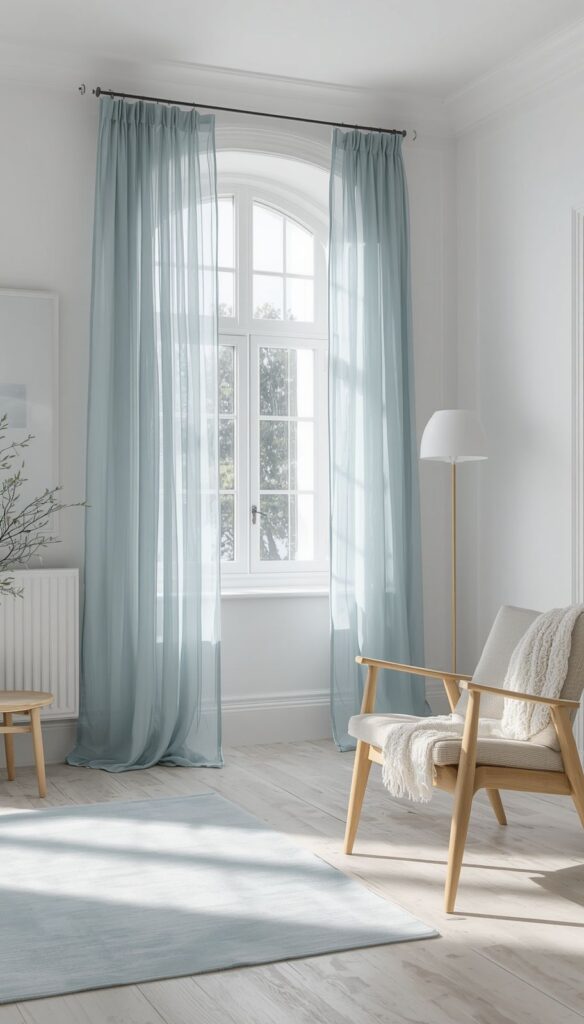 Ice Blue Sheer Curtains