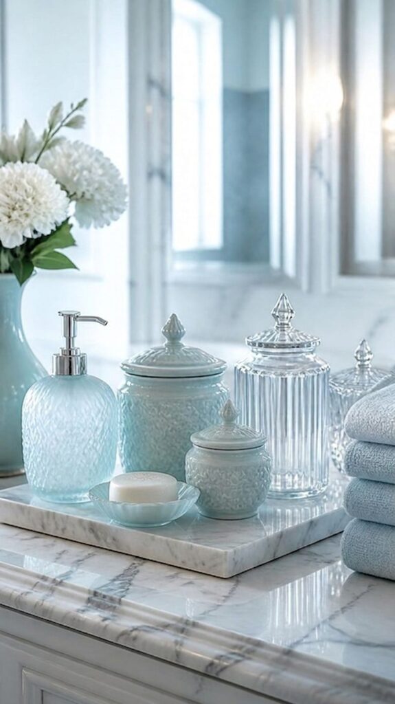 Ice blue spa accessories